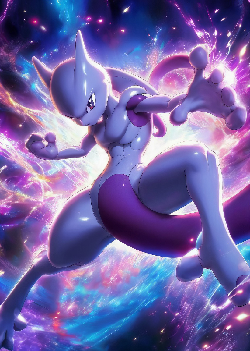 Kovové umelecké dielo na stenu - Mewtwo